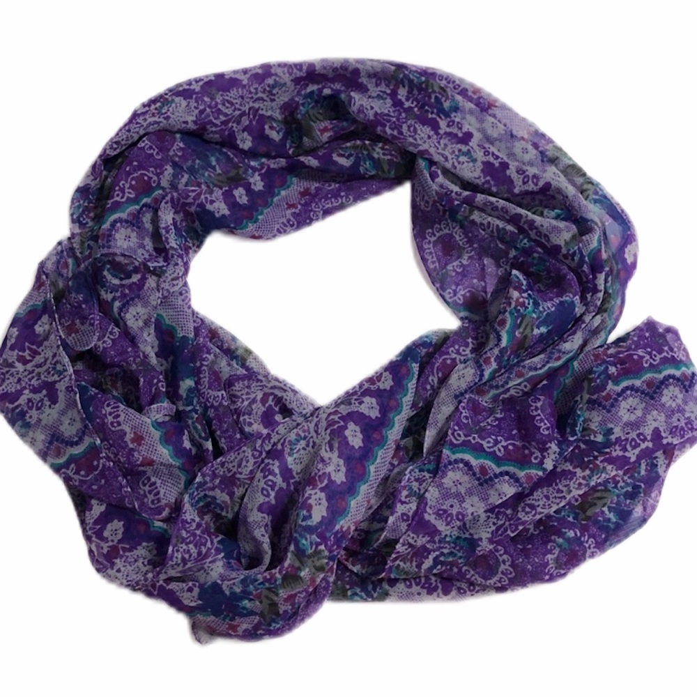 Cejon Purple Patterned Straight Scarf